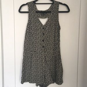 Black and cream flower romper